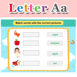 Match Words with the Correct Pictures – Letter A