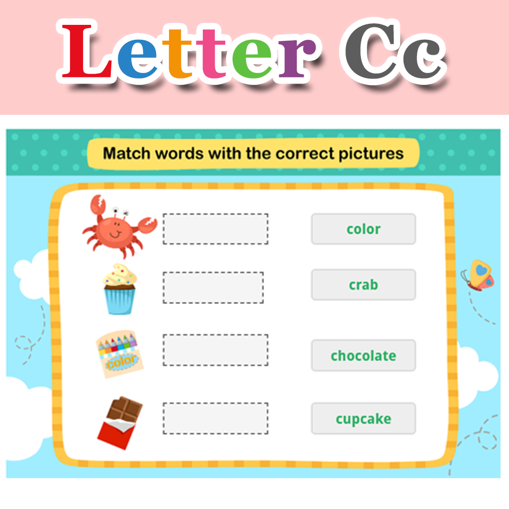 Match Words with the Correct Pictures - Letter C - iWorksheets | Free ...