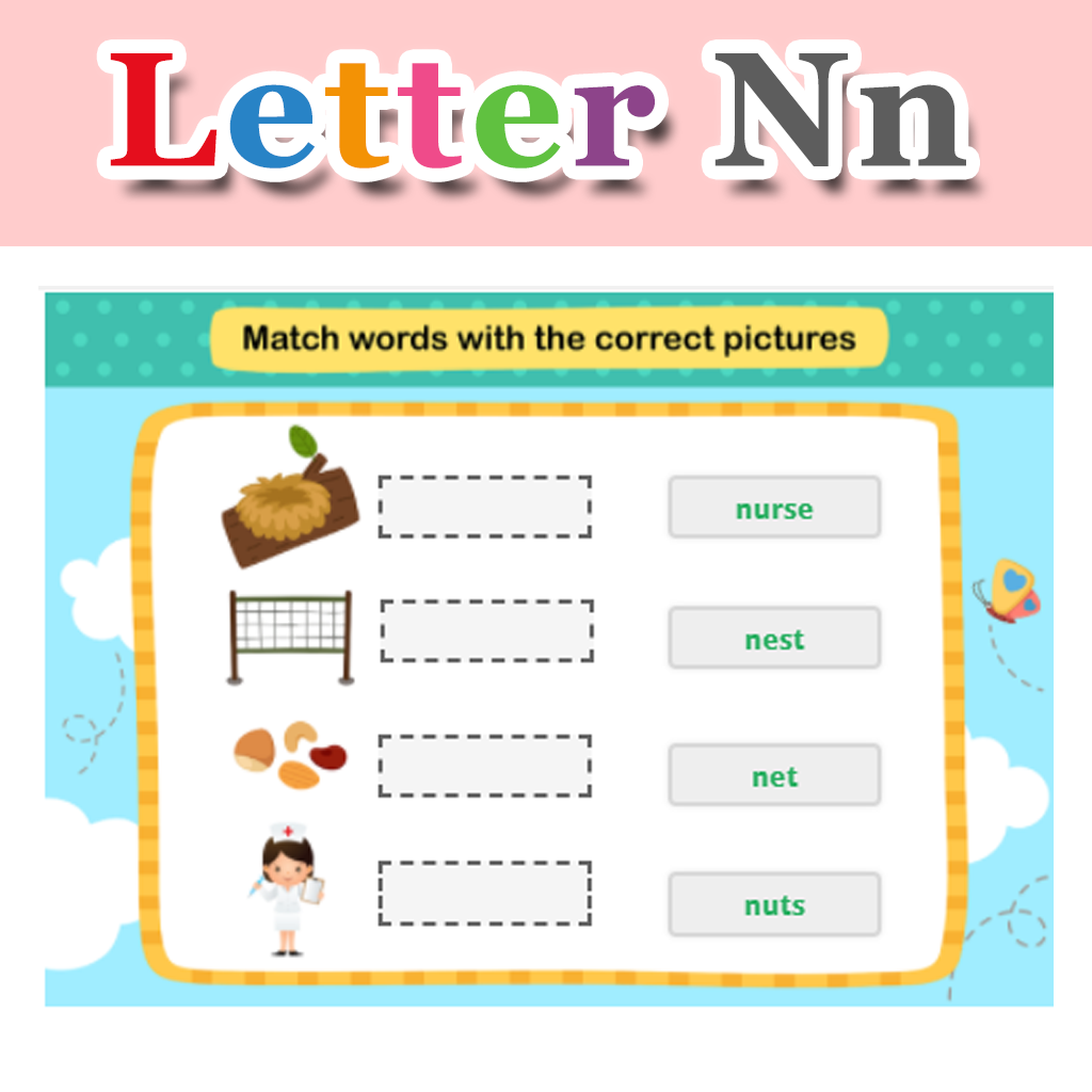 Match Words with the Correct Pictures - Letter N - iWorksheets | Free ...